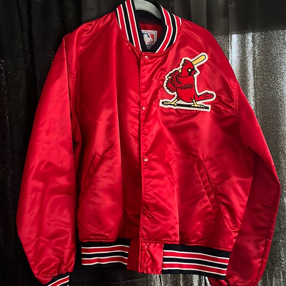 Vintage Starter St Louis Cardinals Shiny Satin Bomber Jacket 80s USA XLarge